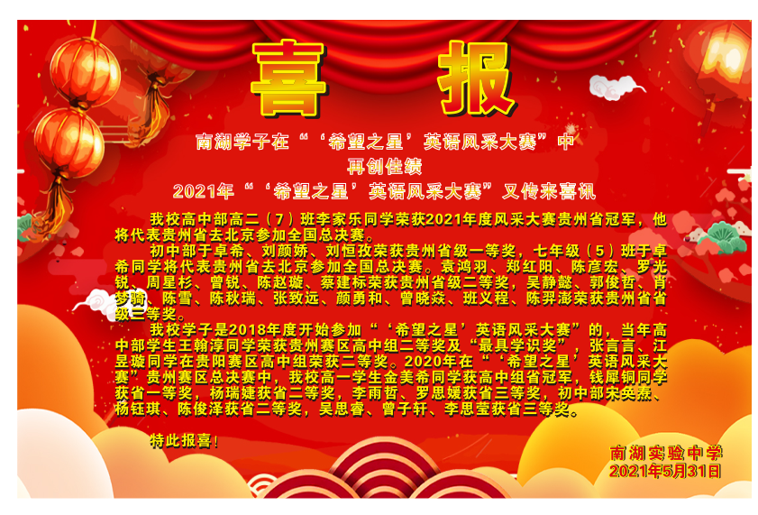 中原学子在2021“‘希望之星’英语风采大赛”中再创佳绩